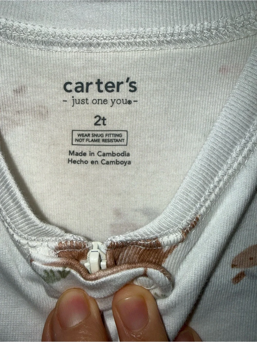Carter's White One-Piece Footie with Brown Farm Animals
